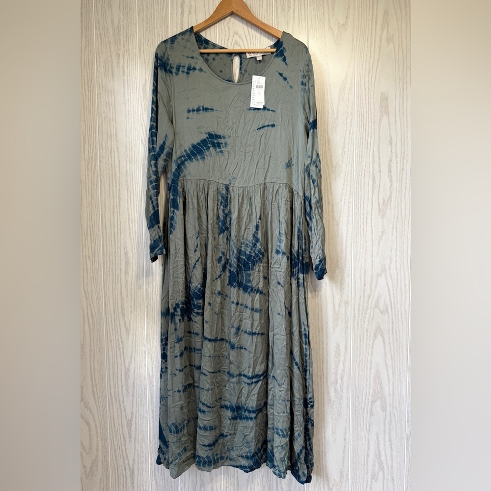 Anthropologie Dolan Elissa Tie Dye Maxi Dress Olive Green Size L NWT - Picture 7 of 8